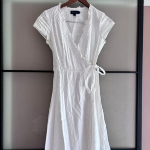 White textured BODEN Wrap Midi Dress US sz 4 (*Euro 8R) - Picture 1 of 7